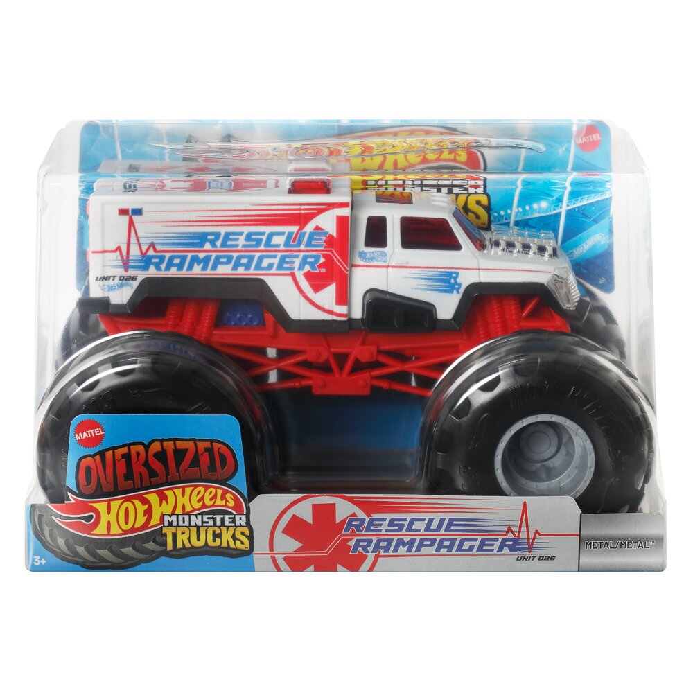 Hot Wheels Monster Trucks Oversized Rescue Rampager 1:24 Age 3+ Mattel JHY97