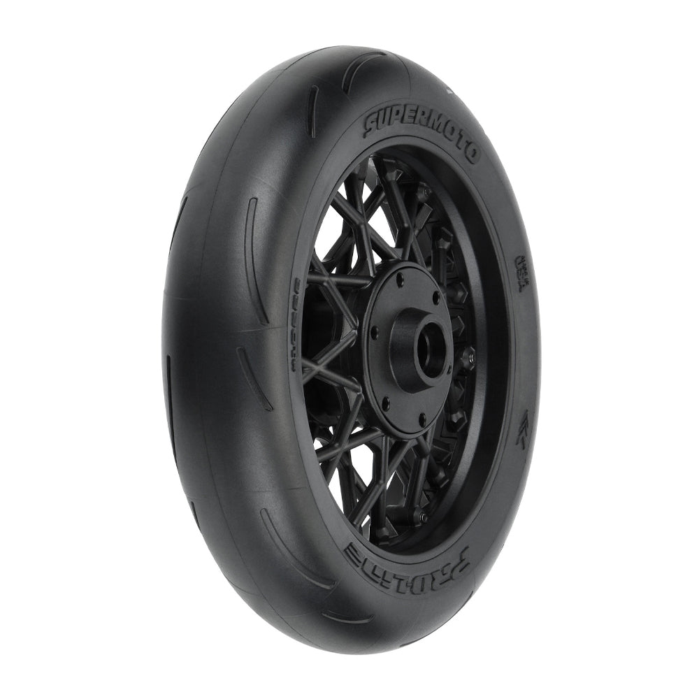 Pro-Line Supermoto S3 Motorcycle Front Wheel/Tyre MTD Black 1:4 Losi Promoto-MX