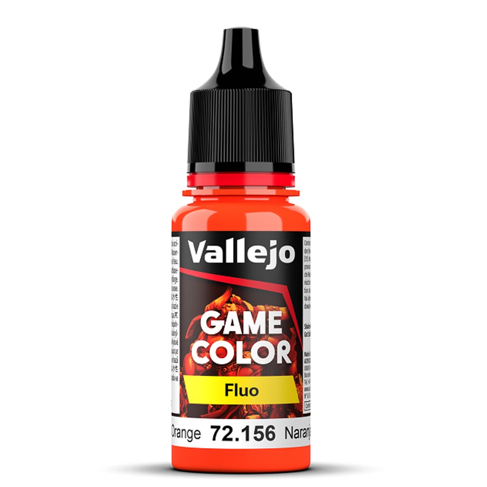 Vallejo Game Colour Fluorescent Orange Paint 18ml Dropper Bottle 72156