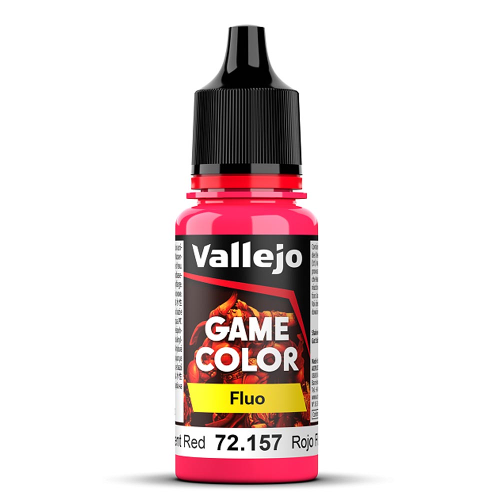 Vallejo Game Colour Fluorescent Red Paint 18ml Dropper Bottle 72157
