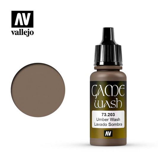 Vallejo Game Wash Umber Acrylic Paint 18ml Dropper Bottle 73203