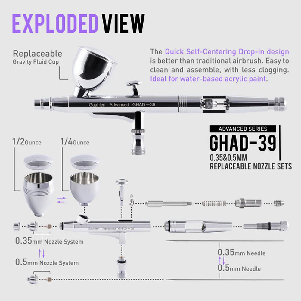 Gaahleri GHAD-39 Advanced Series Airbrush 0.35mm & 0.5mm 40133