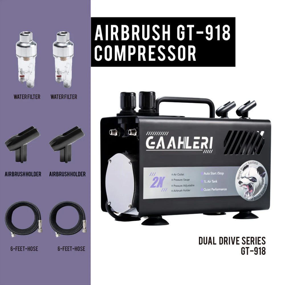 Gaahleri Dual Drive Series Airbrush Air Compressor GT-918