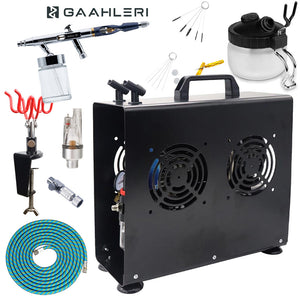 Gaahleri GHPM-Mobius SP Siphon-Feed Airbrush Premium Compressor Bundle Kit
