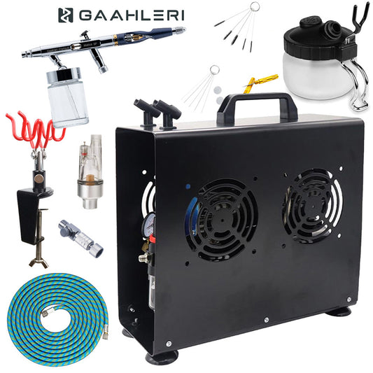 Gaahleri GHPM-Mobius SP Siphon-Feed Airbrush Premium Compressor Bundle Kit