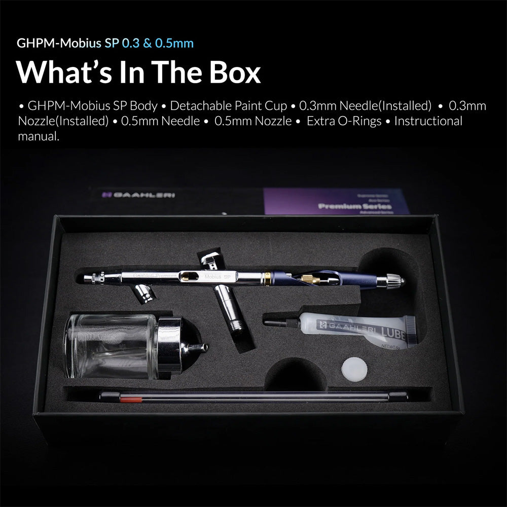Gaahleri GHPM-Mobius SP Siphon-Feed Airbrush Premium Compressor Bundle Kit