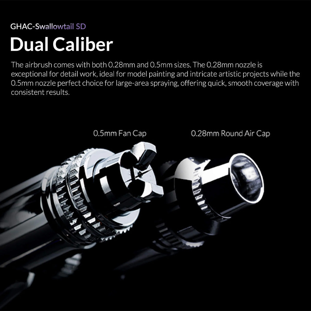 Gaahleri GHAC-Swallowtail SD Side-Feed Airbrush Premium Compressor Bundle Kit