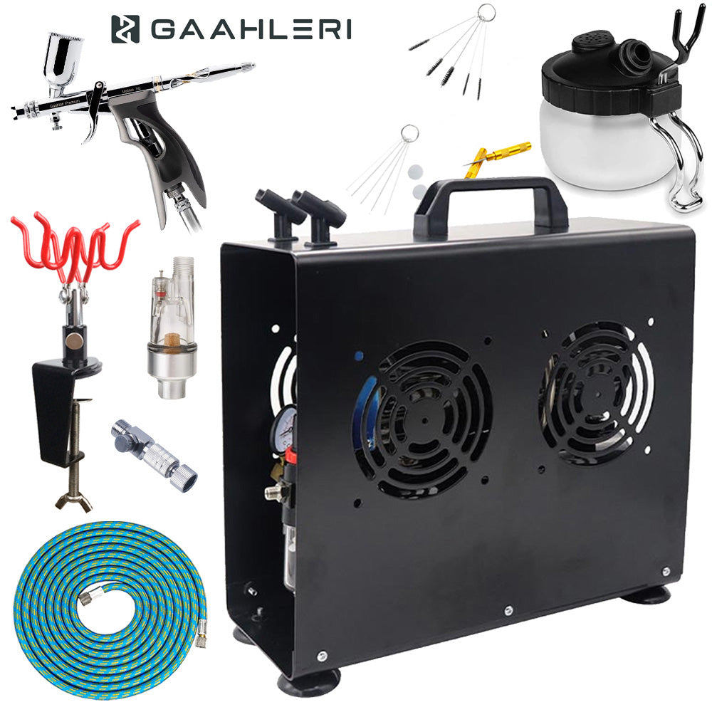 Gaahleri GHPM-Mobius TG 0.5 Trigger-Grip Airbrush Premium Compressor Bundle Kit