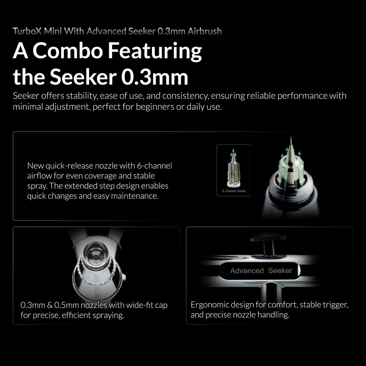 Gaahleri Ambition Series TurboX Mini Compressor & Seeker 0.3mm Airbrush 47613