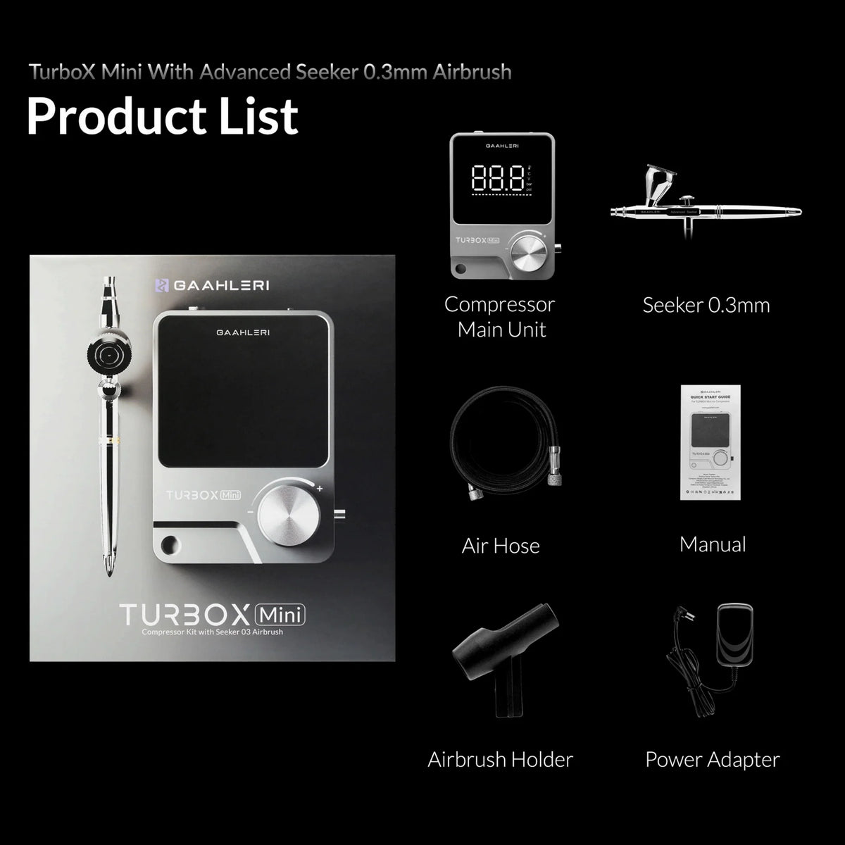 Gaahleri Ambition Series TurboX Mini Compressor & Seeker 0.3mm Airbrush 47613