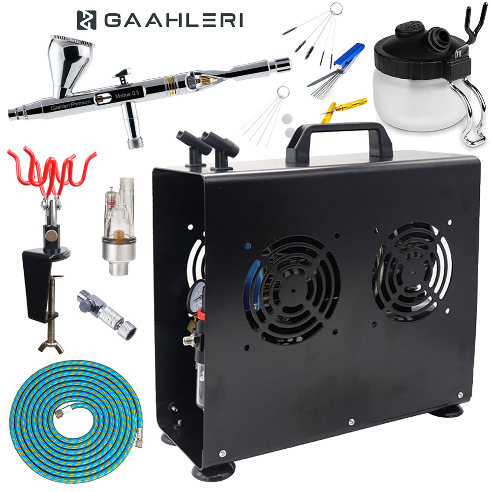 Gaahleri Mobius 0.3mm Airbrush Premium Compressor Bundle Kit