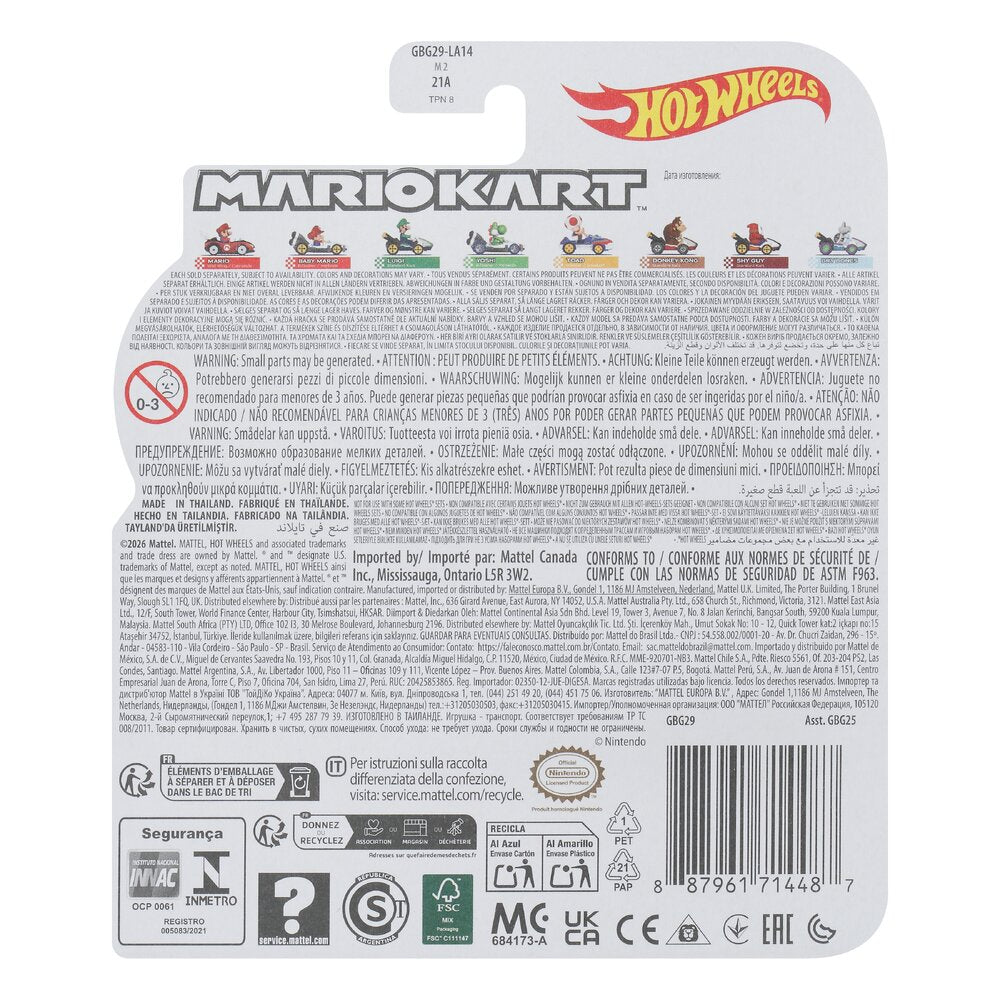 Hot Wheels Mario Kart Yoshi B-Dasher 1:64 Vehicle Age 3+ Mattel GBG29