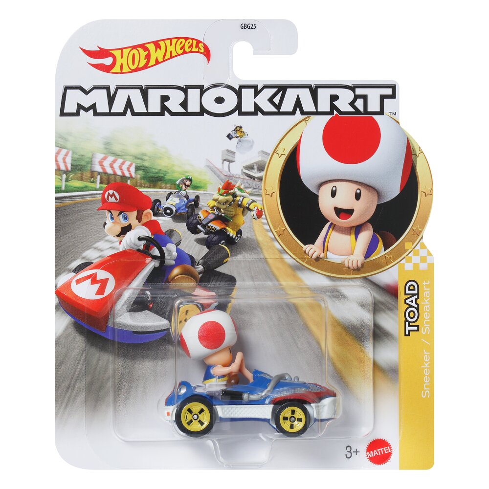 Hot Wheels Mario Kart Toad Sneeker 1:64 Vehicle Age 3+ Mattel GBG30