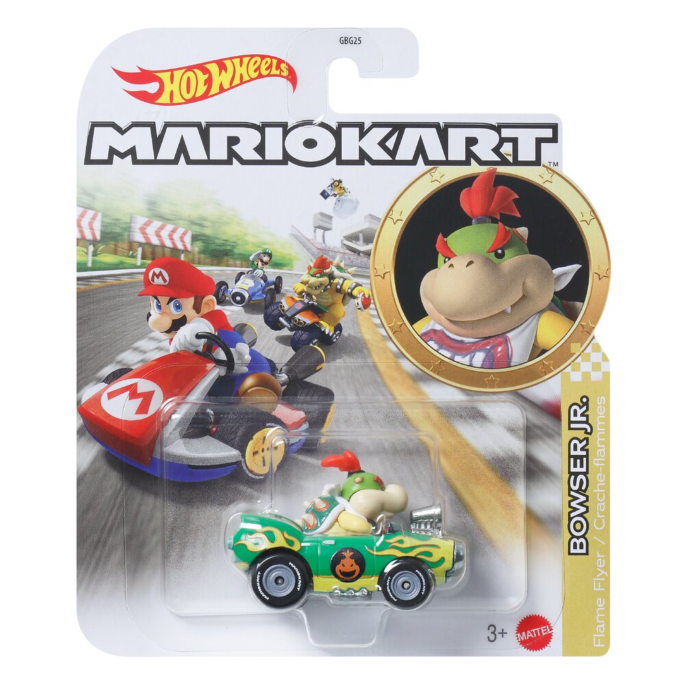 Hot Wheels Mario Kart Bowser Jr. Flame Flyer 1:64 Vehicle Age 3+ Mattel HDB27