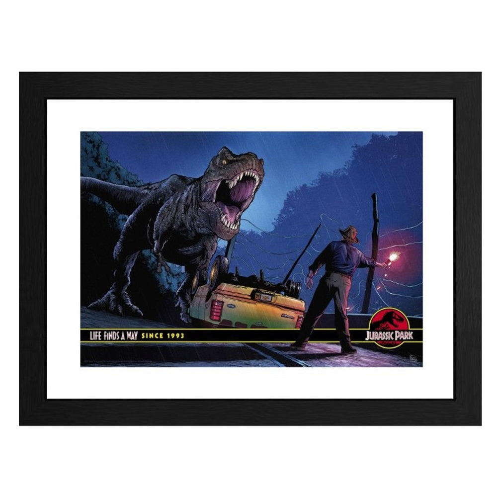 JURASSIC PARK - Alan Grant vs T-Rex Framed Print 30x40cm
