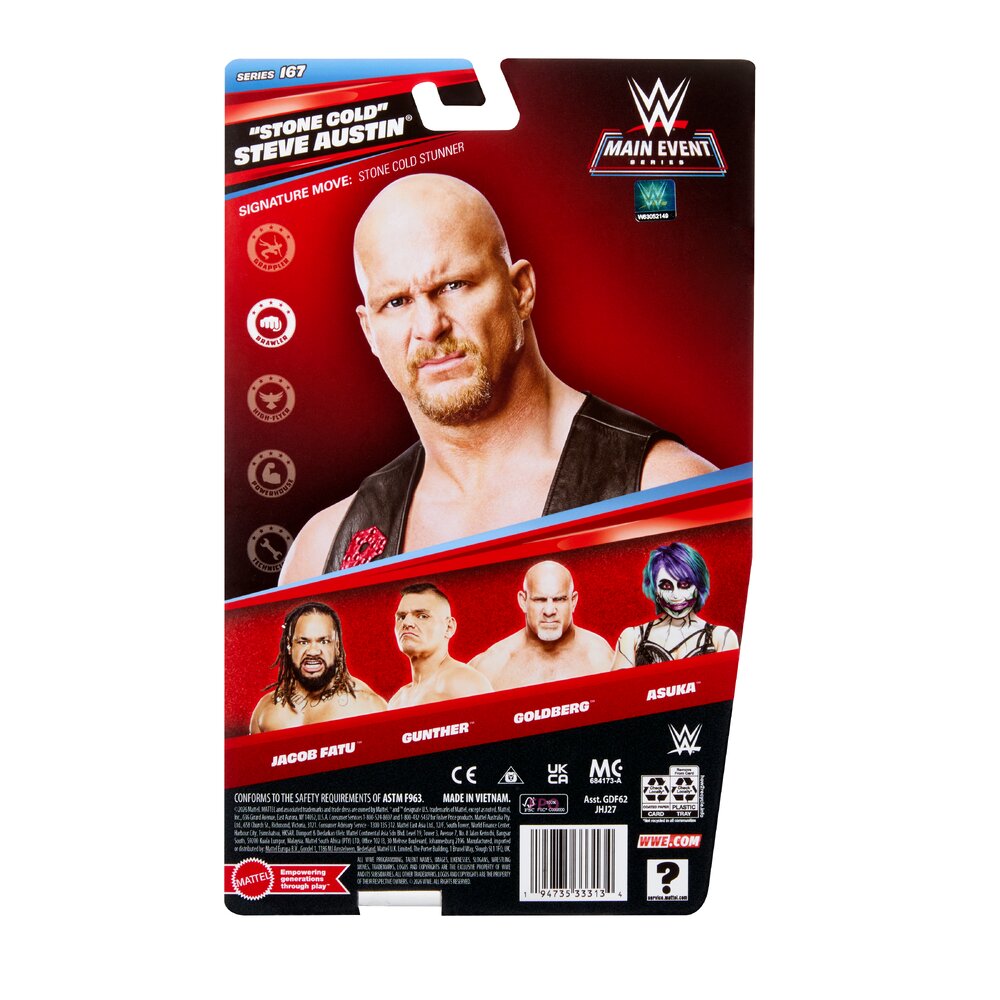 WWE Main Event "Stone Cold" Steve Austin 6" Figure - Series 167 Mattel JHJ27
