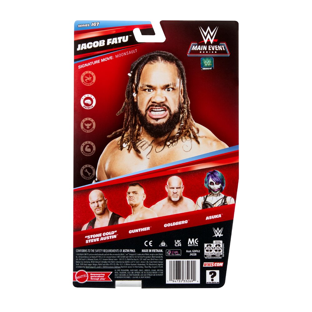 WWE Main Event Jacob Fatu 6" Figure - Series 167 Mattel JHJ28