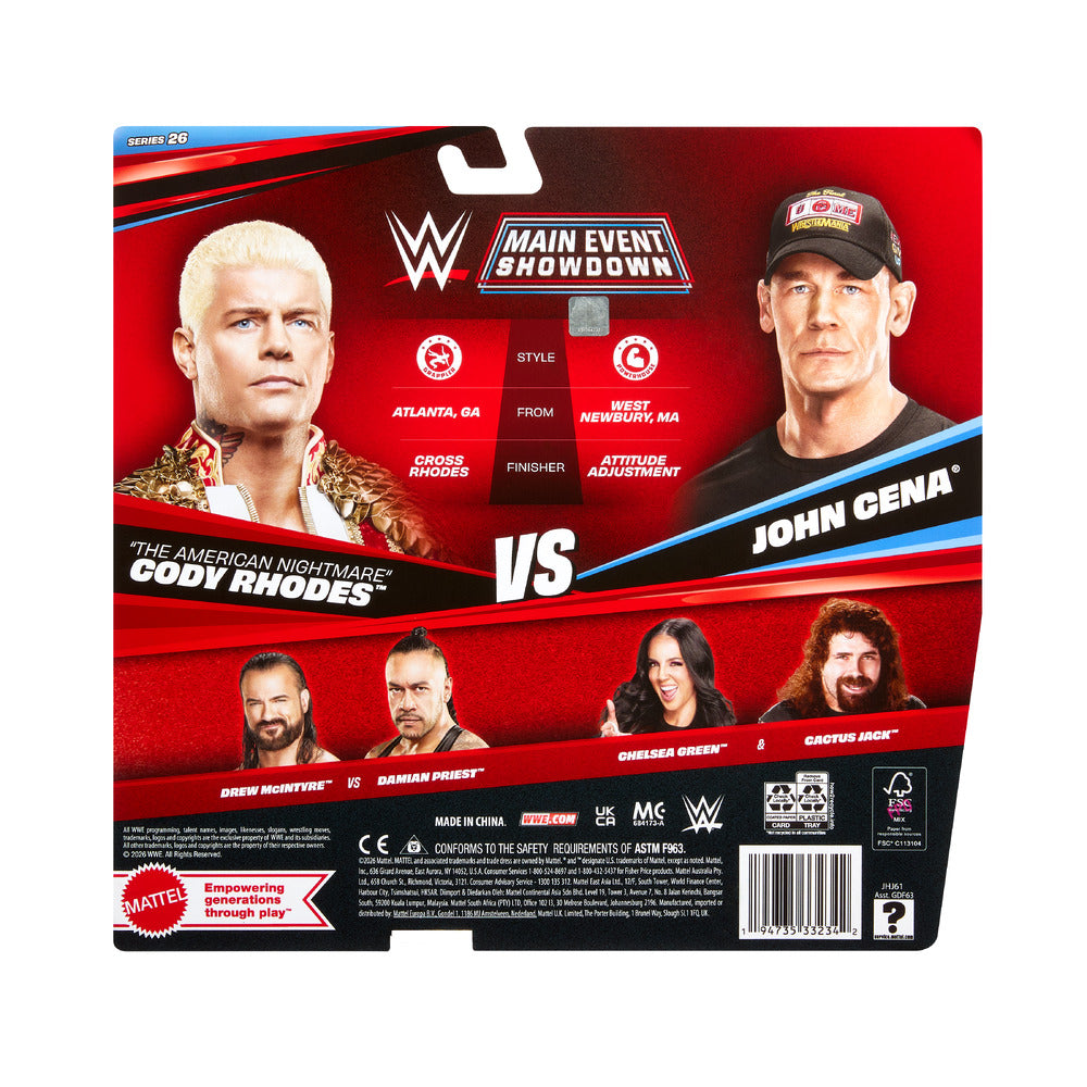 WWE Main Event Showdown 2-Pack John Cena vs Cody Rhodes S26 Mattel JHJ61