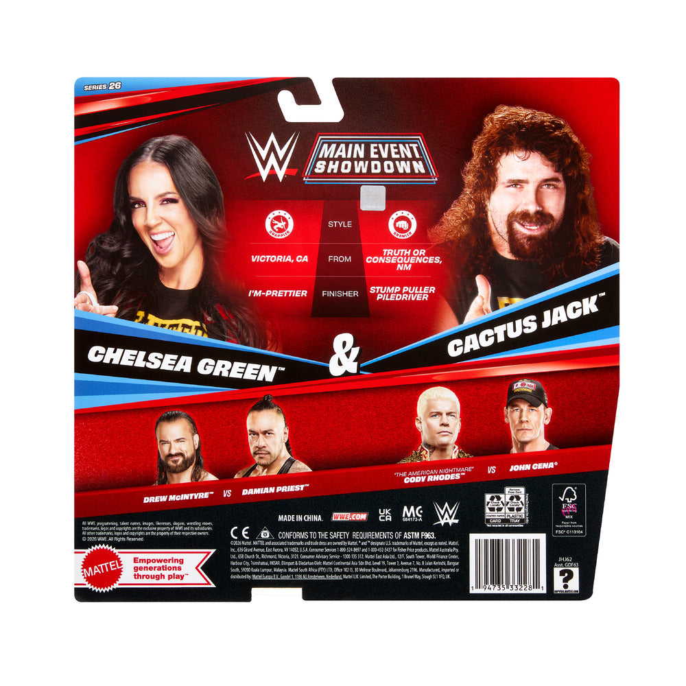WWE Main Event Showdown 2-Pack Chelsea Green & Cactus Jack S26 Mattel JHJ62