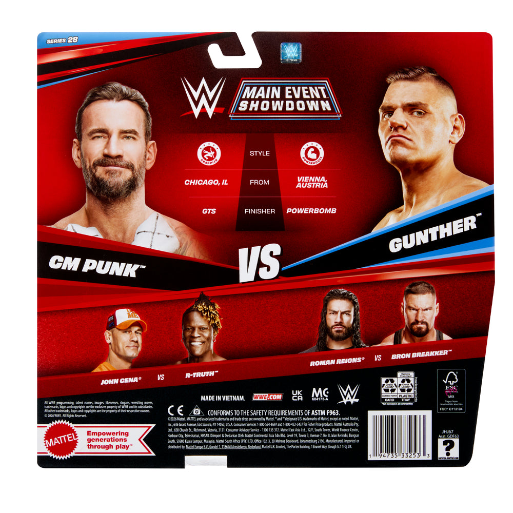 WWE Main Event Showdown 2-Pack CM Punk vs Gunther S28 Mattel JHJ67 - image 4