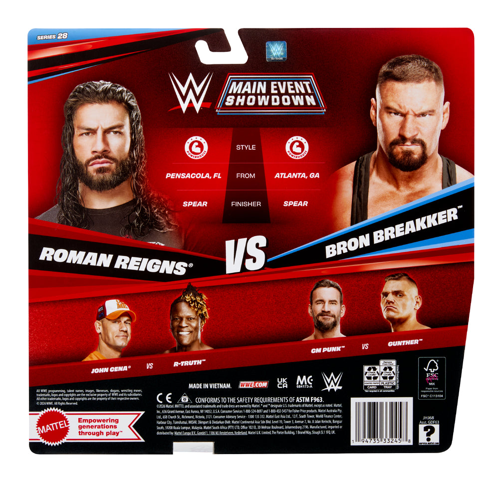 WWE Main Event Showdown 2-Pack Roman Reigns vs Bron Breakker S28 Mattel JHJ68