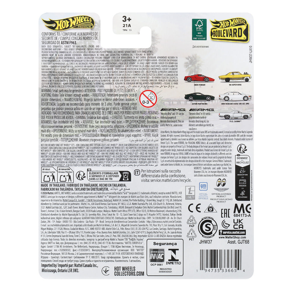 Hot Wheels Premium Boulevard 89 Mercedes-Benz 560 SEC AMG Age 3+ Mattel JHW37