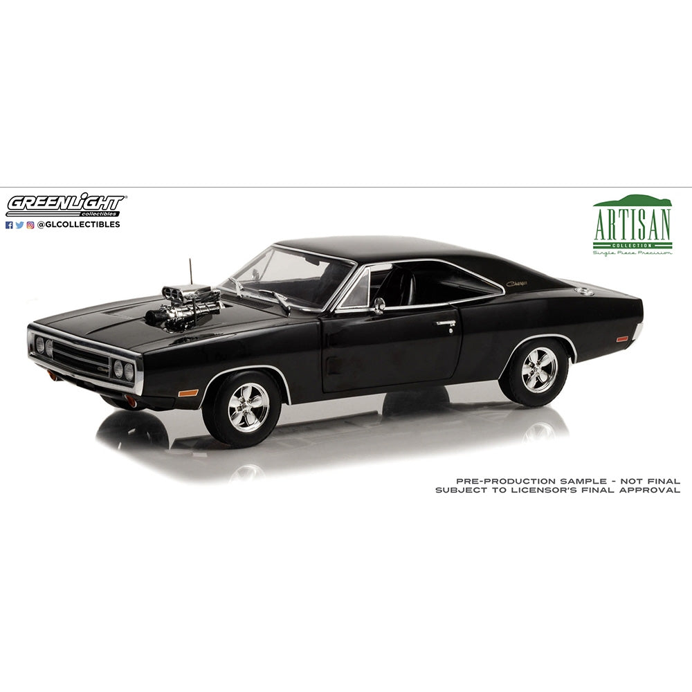 Greenlight 19122 1970 Dodge Charger With Blown Engine - Black 1:18 Diecast Car