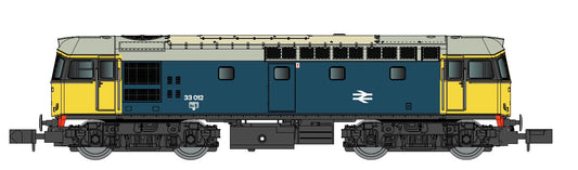 GAUGEMASTER Class 33 012 BR Blue w/Yellow & Black Cabs GM2210604 N Gauge