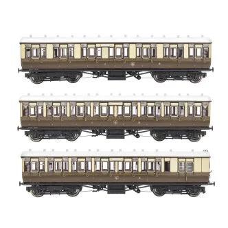 Gaugemaster GWR Toplight Coach Set (3) GWR Chocolate/Cream Pack A GM4310103
