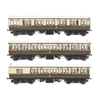 Gaugemaster GWR Toplight Coach Set (3) GWR Choc/Crm Shirtbutton Pack A GM4310105