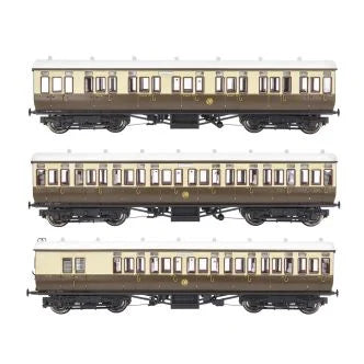 Gaugemaster GWR Toplight Coach Set (3) GWR Choc/Crm Shirtbutton Pack B GM4310106