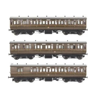 Gaugemaster GWR Toplight Coach Set (3) GWR All Brown Pack A GM4310107 OO