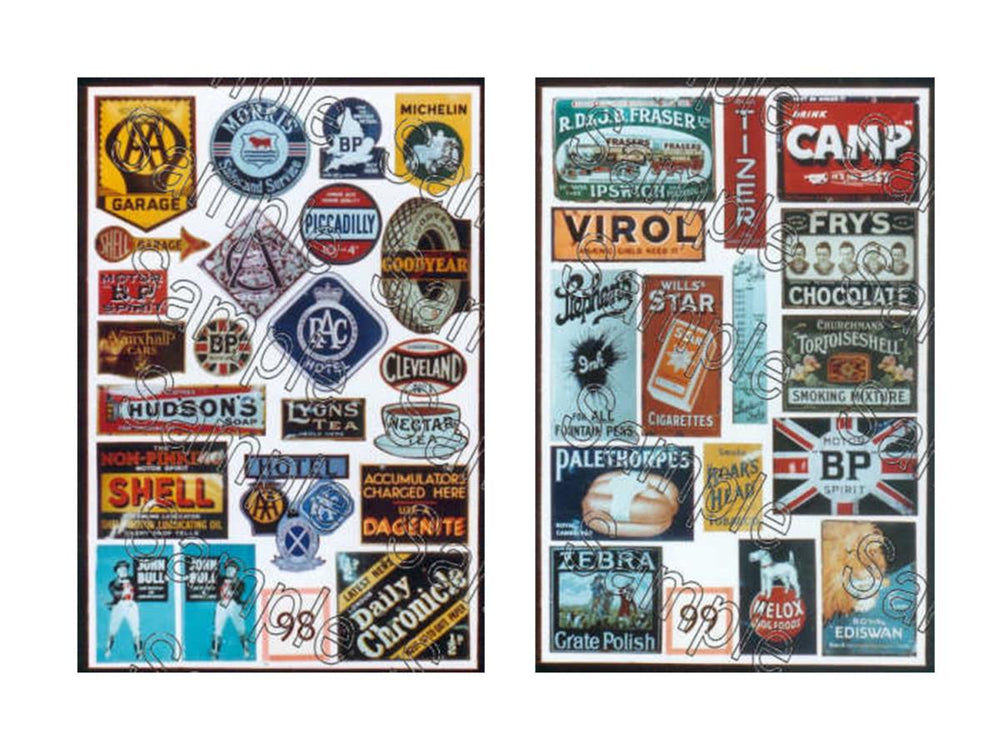 Tiny Signs Enamel Adverts Signage Set GMTS704 O Gauge