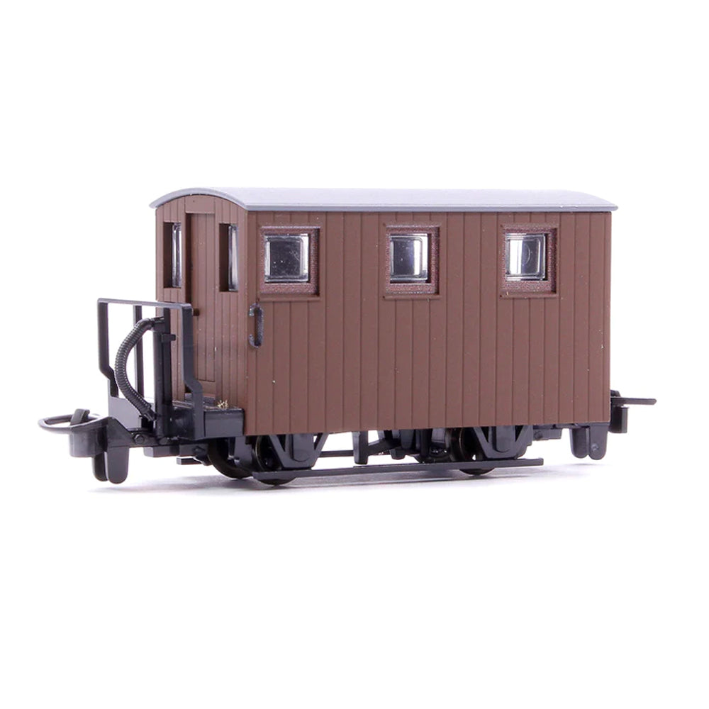 PECO GR-590UB FR 4-Wheel Brake Van 1 Balcony Unlettered Brown OO9 Gauge