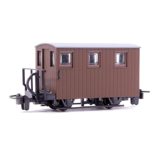 PECO GR-590UB FR 4-Wheel Brake Van 1 Balcony Unlettered Brown OO9 Gauge