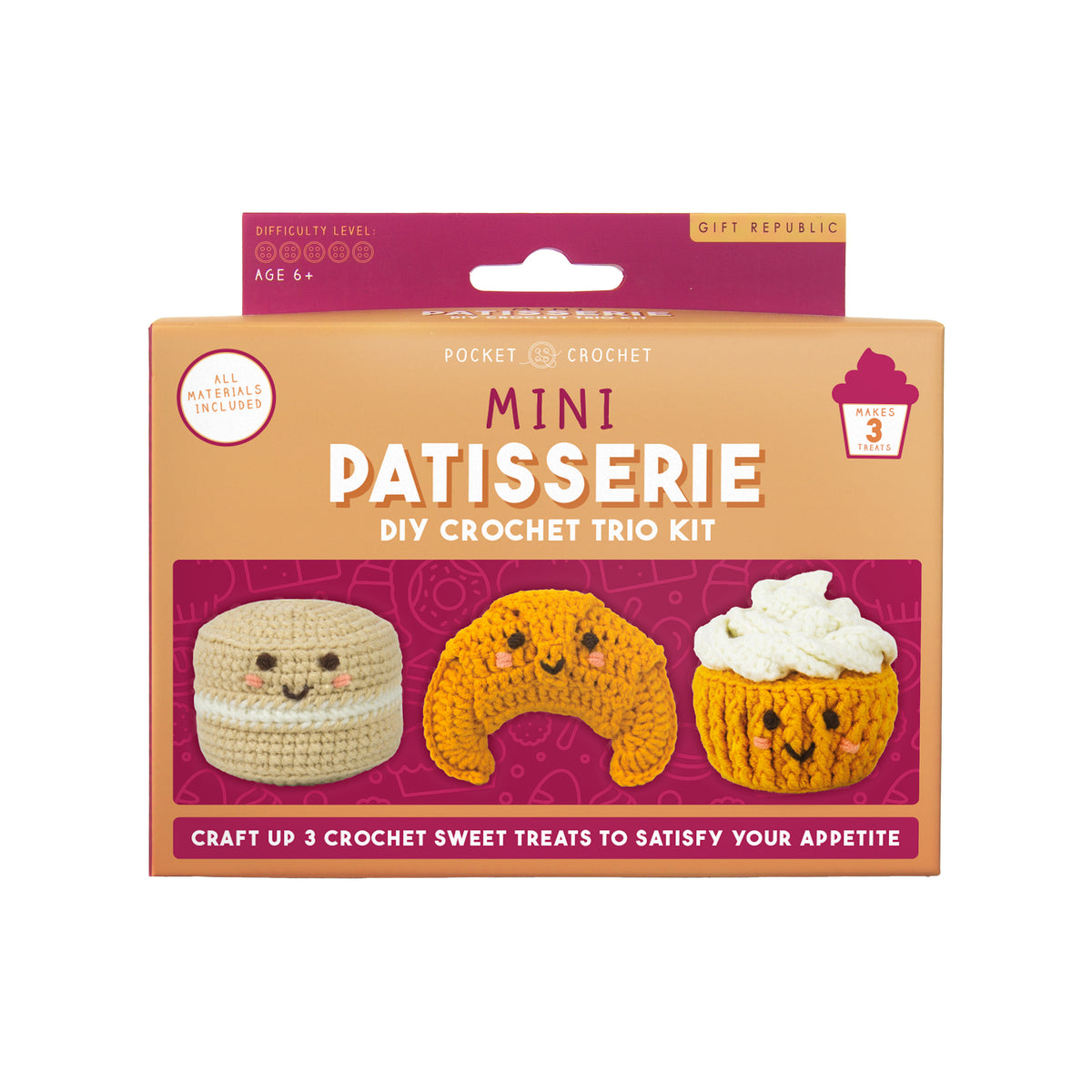 Gift Republic Mini Patisserie DIY Crochet Trio Kit