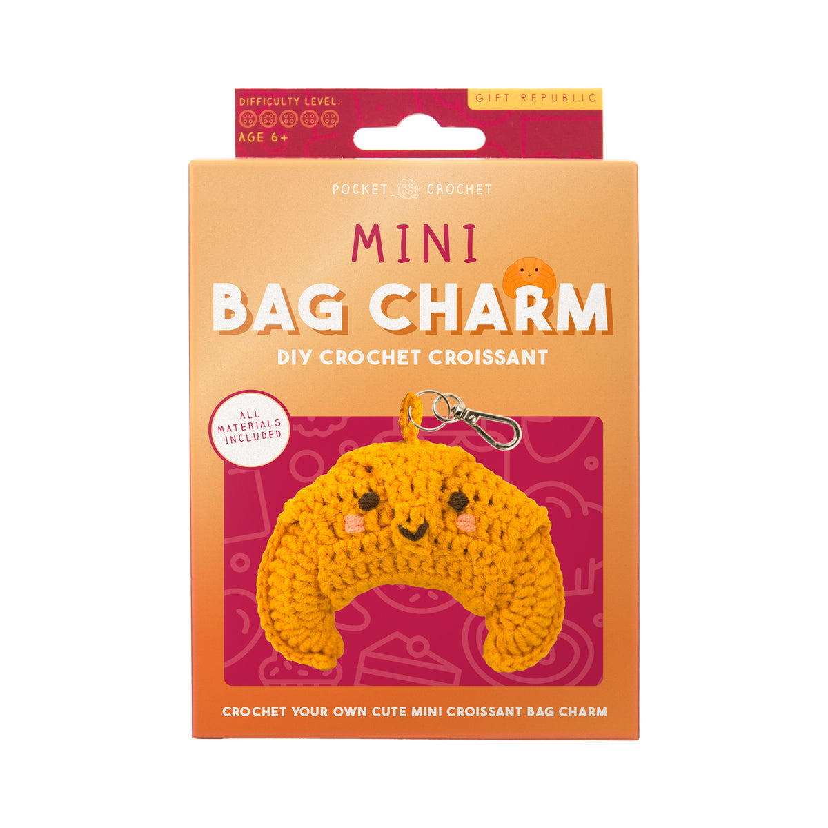 Gift Republic Mini Bag Charm DIY Crochet Croissant Kit