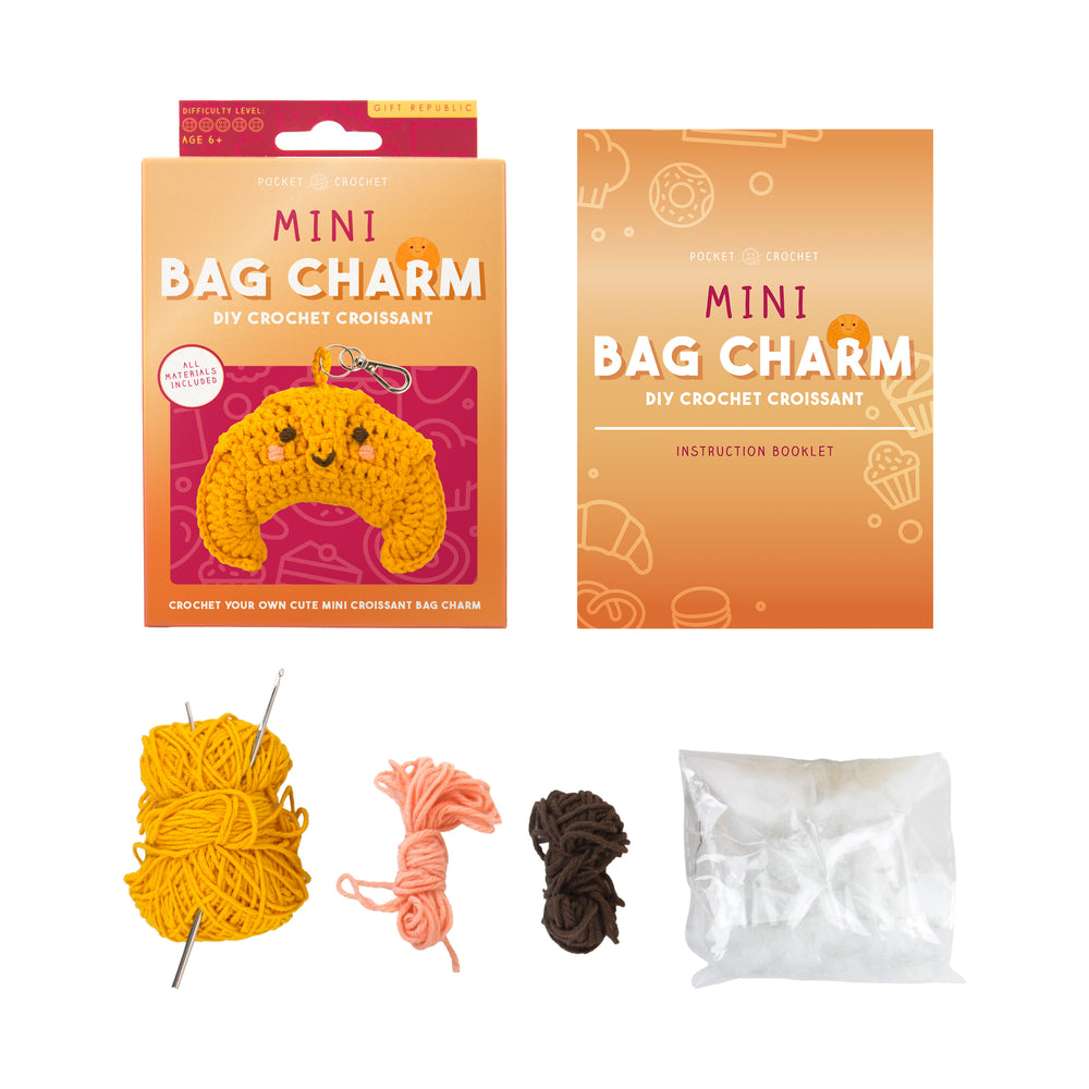 Gift Republic Mini Bag Charm DIY Crochet Croissant Kit