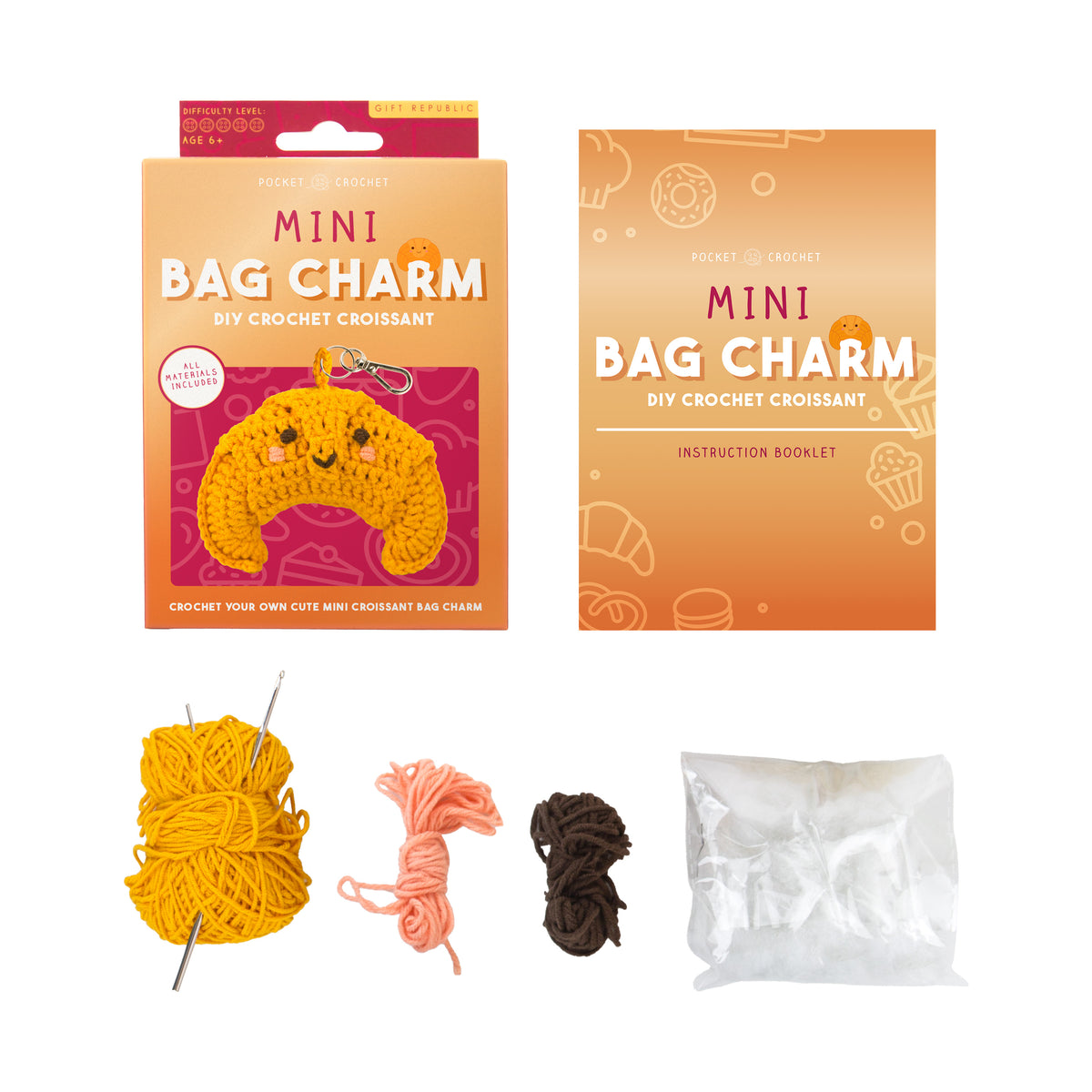Gift Republic Mini Bag Charm DIY Crochet Croissant Kit