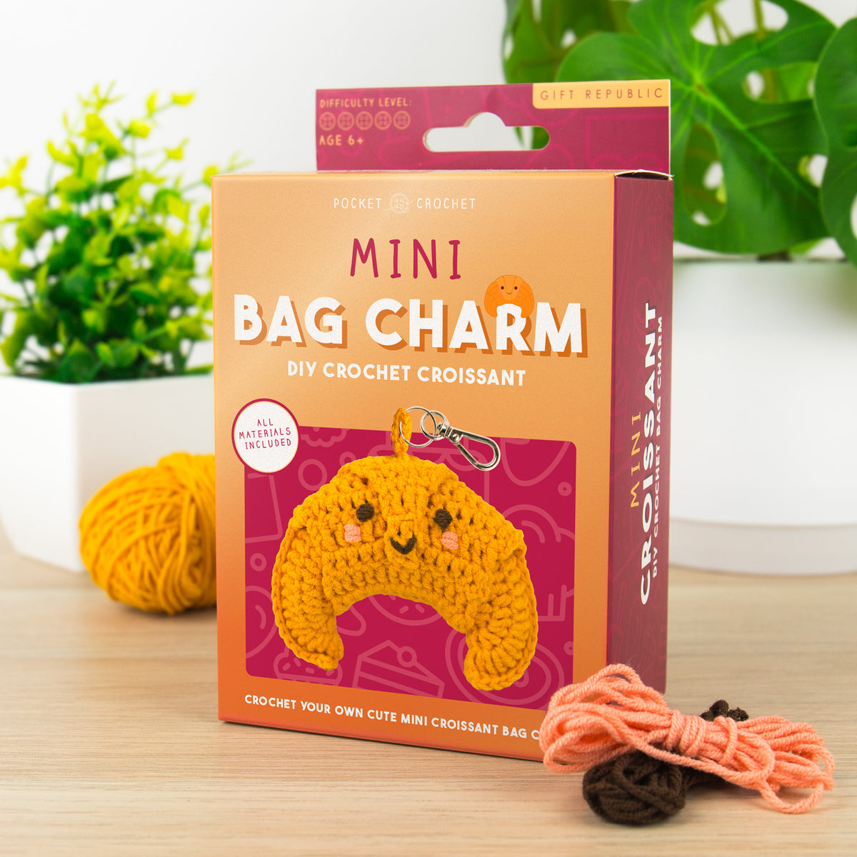 Gift Republic Mini Bag Charm DIY Crochet Croissant Kit