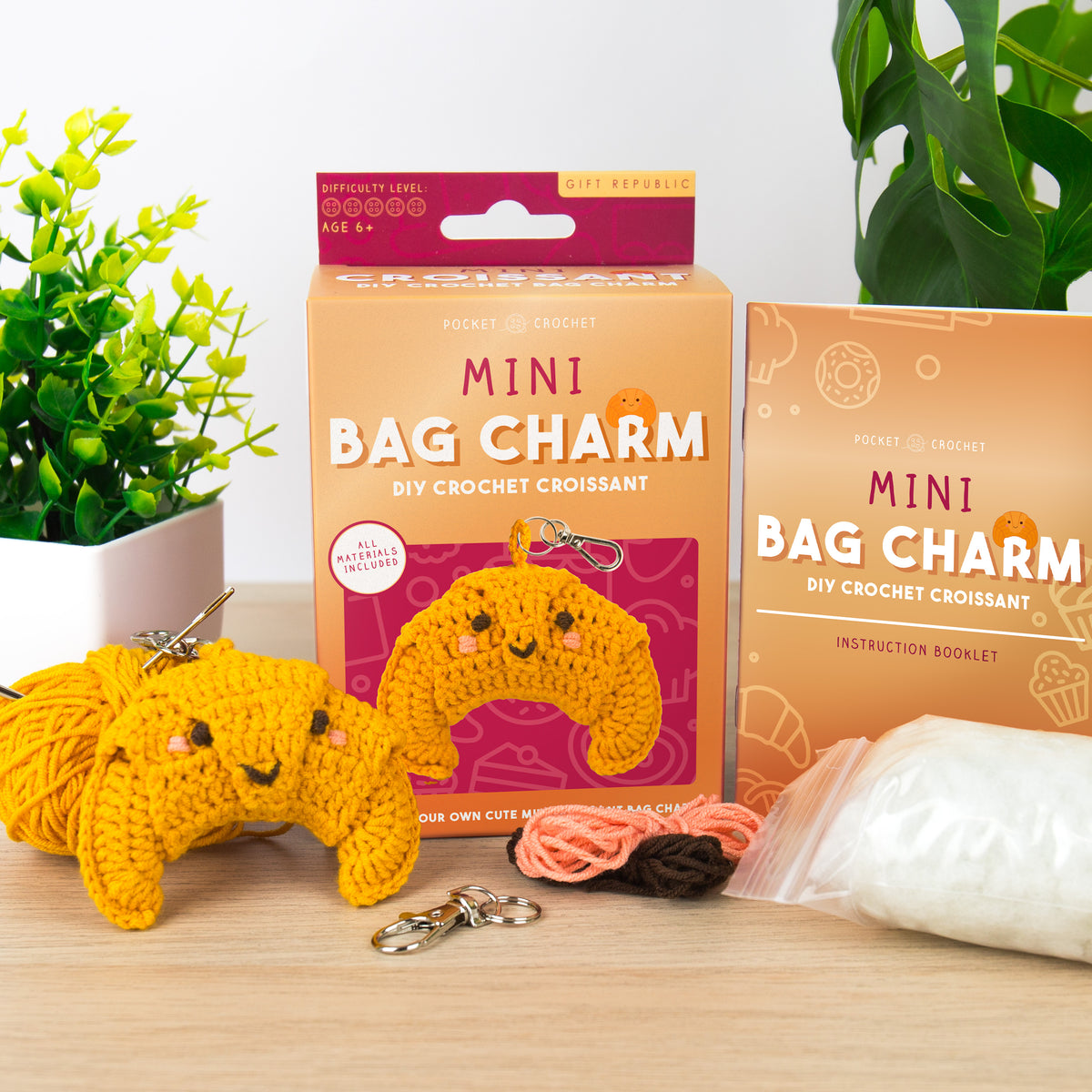 Gift Republic Mini Bag Charm DIY Crochet Croissant Kit