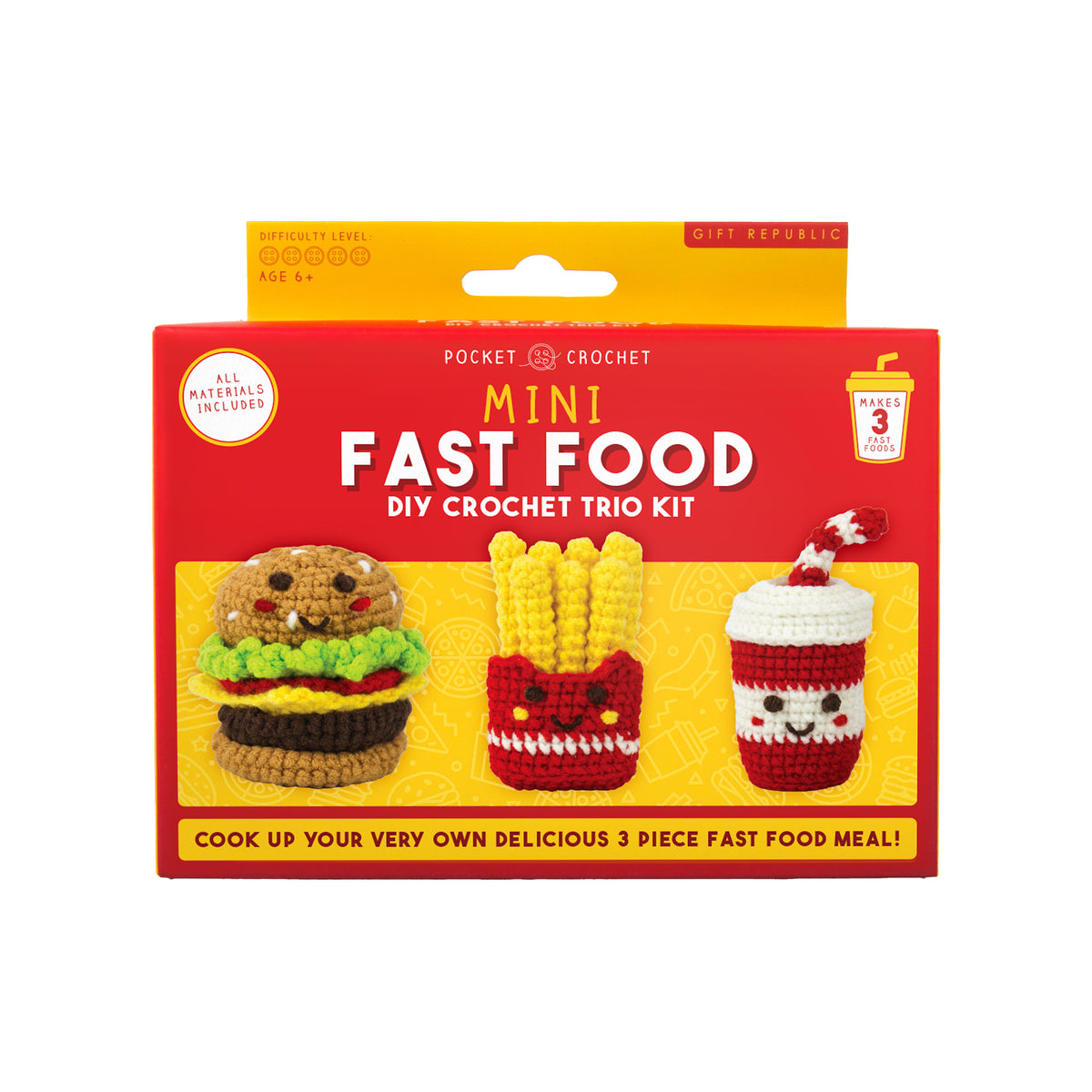 Gift Republic Mini Fast Food DIY Crochet Trio Kit