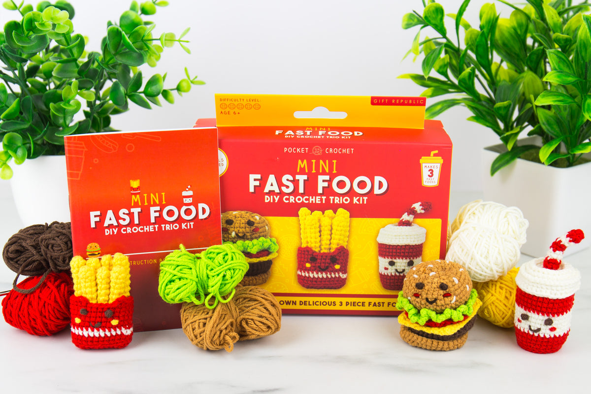 Gift Republic Mini Fast Food DIY Crochet Trio Kit