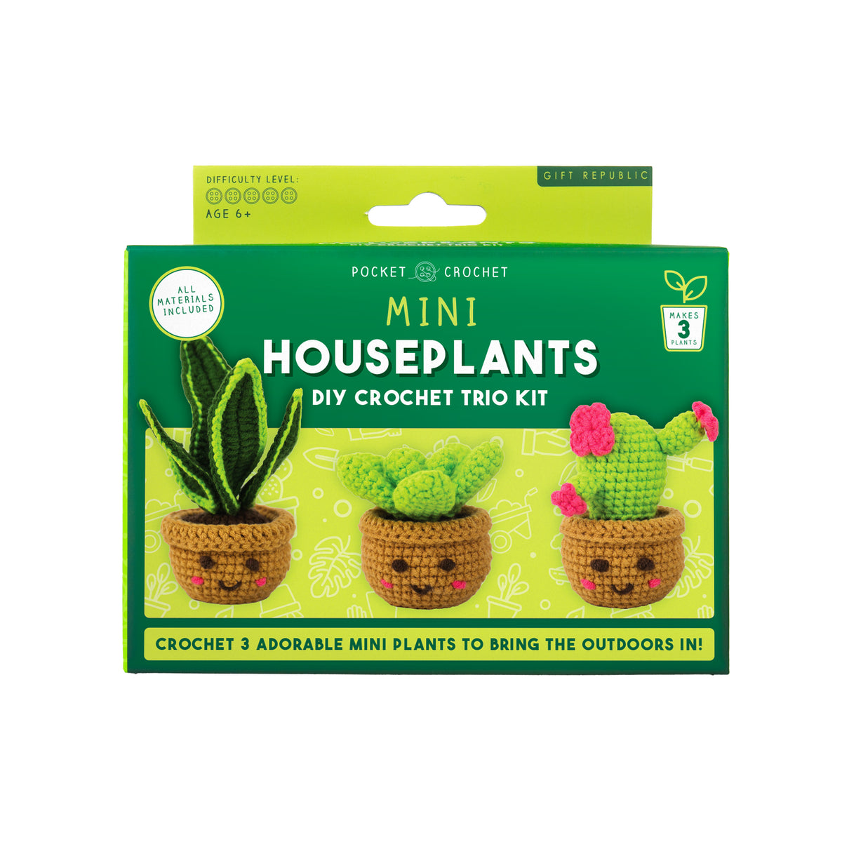 Gift Republic Mini Houseplants DIY Crochet Trio Kit