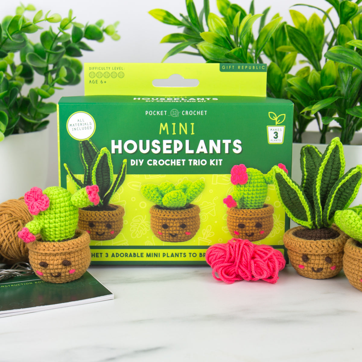 Gift Republic Mini Houseplants DIY Crochet Trio Kit