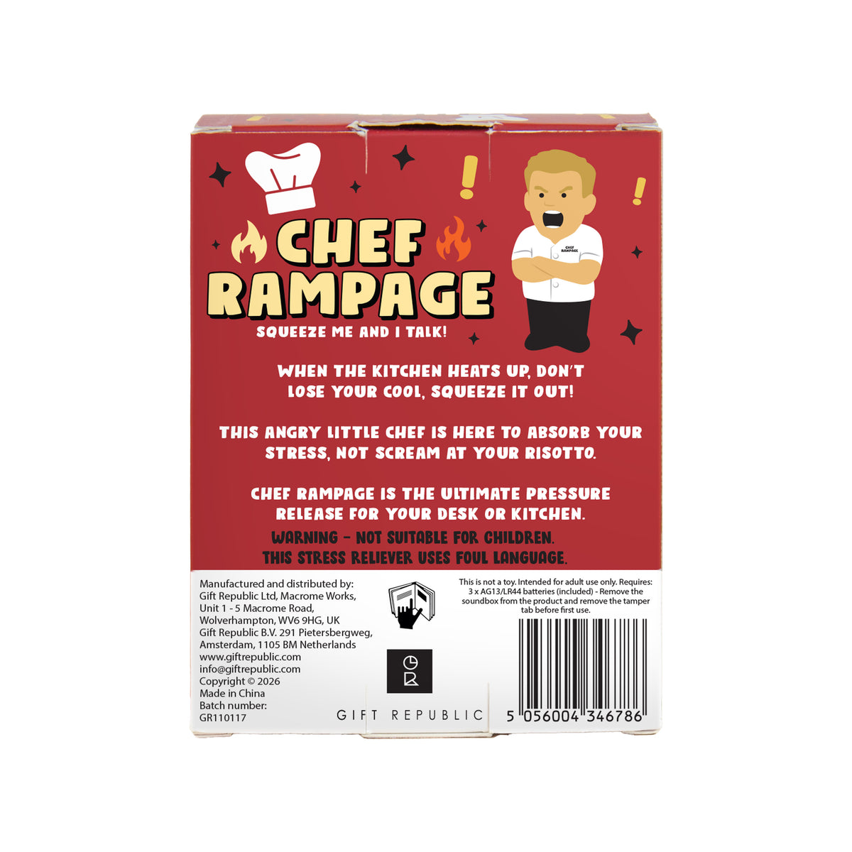 Gift Republic Chef Rampage Talking Stress Reliever