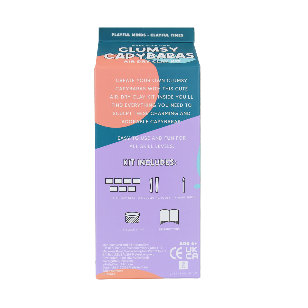 Gift Republic Clumsy Capybaras Air Dry Clay Kit