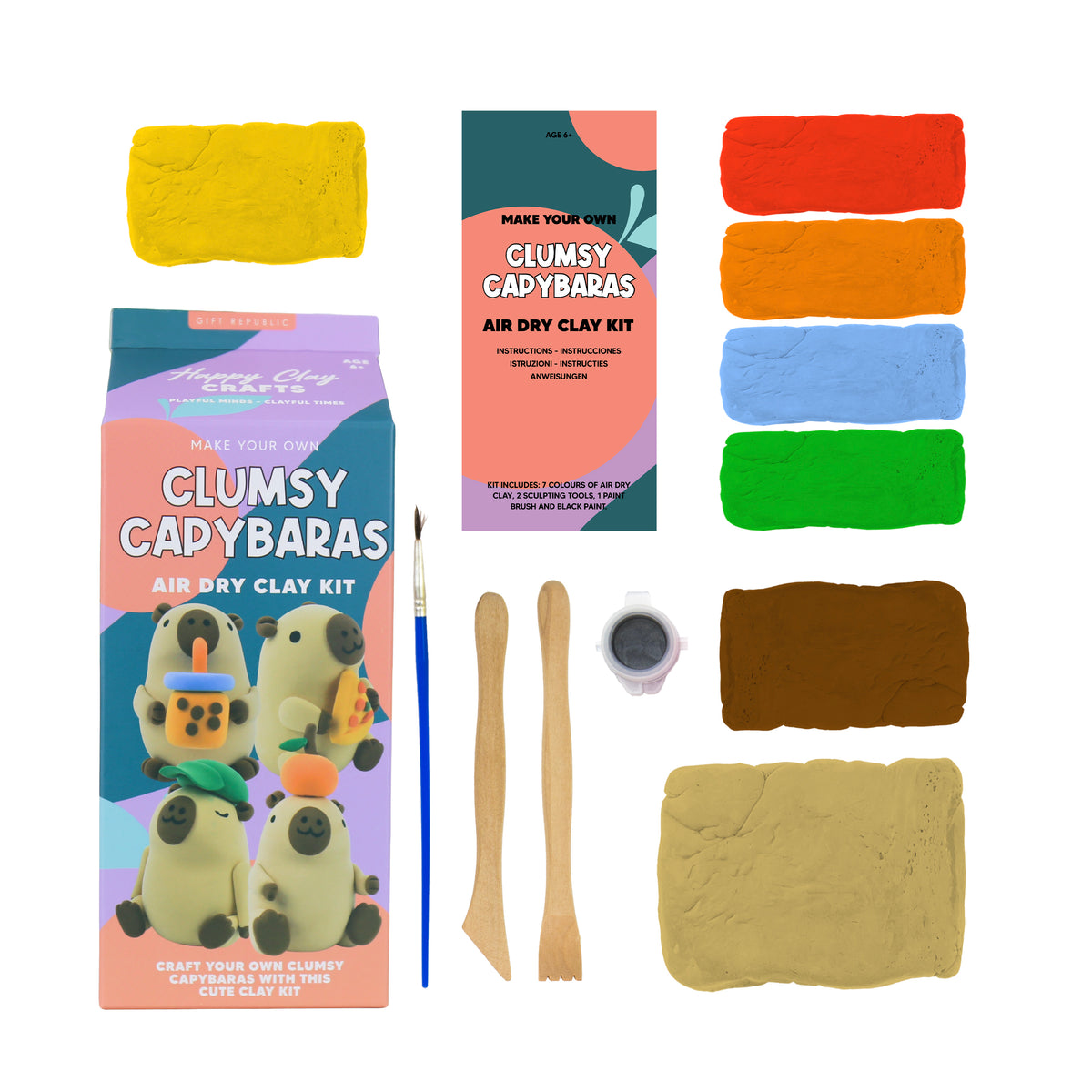 Gift Republic Clumsy Capybaras Air Dry Clay Kit