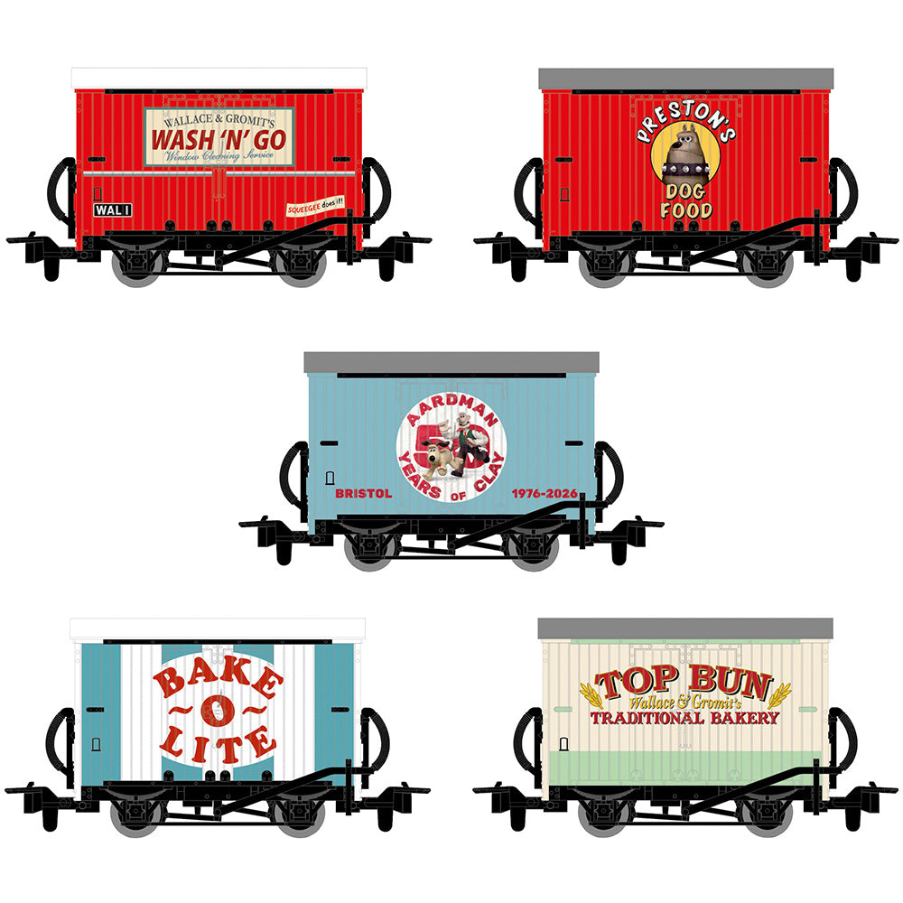 PECO x Aardman 50th Anniversary Wallace & Gromit OO9 5-Van Collectors Set