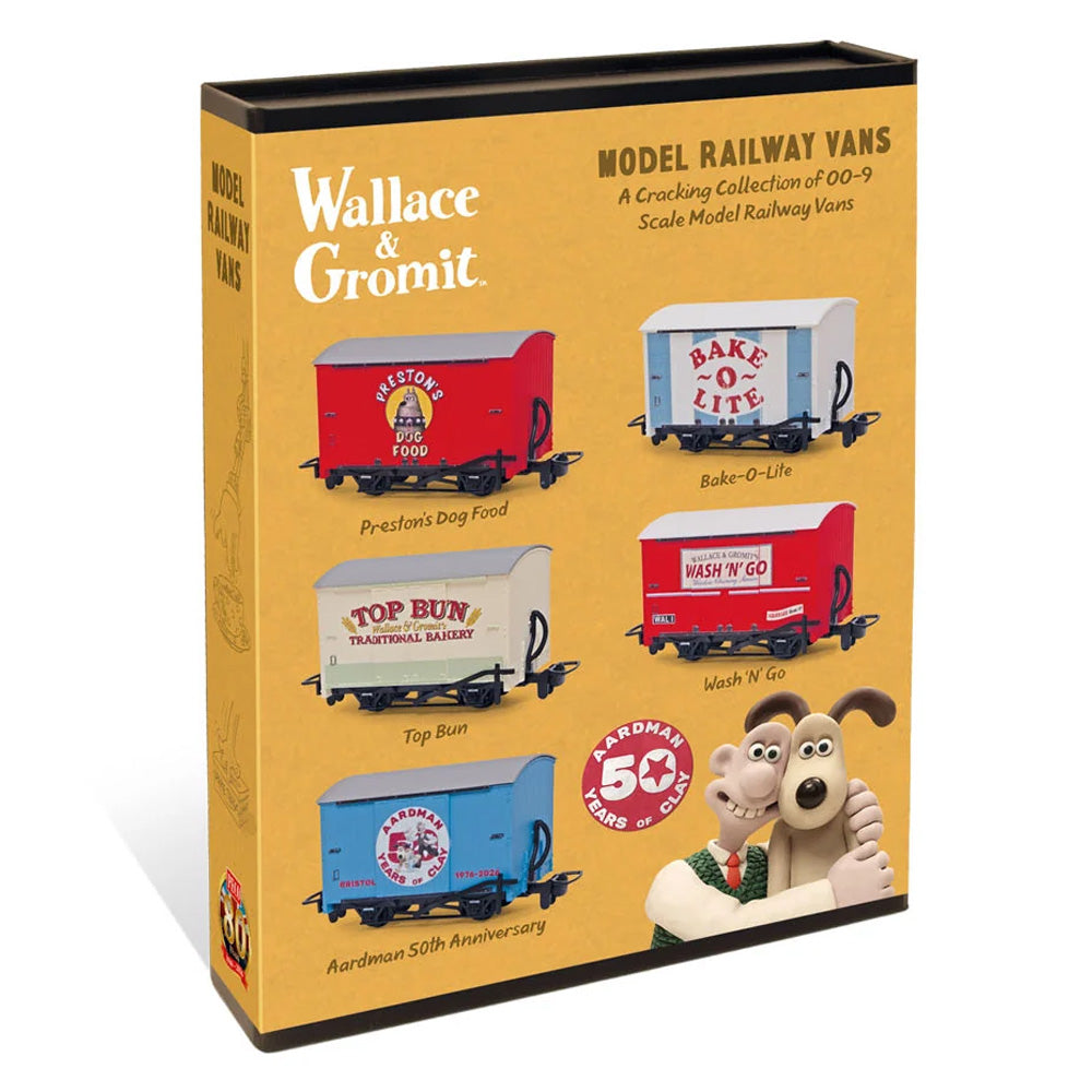 PECO x Aardman 50th Anniversary Wallace & Gromit OO9 5-Van Collectors Set
